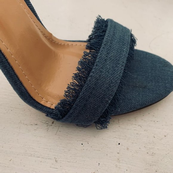 Bai Beiai Denim Stiletto Sandals with Ankle Strap Size 40 - Picture 5 of 16